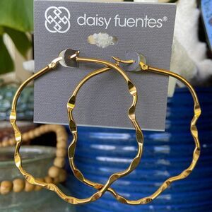 Wavy Gold Hoops Daisy Fuentes Fashion Earrings $16ea / 3 for $25